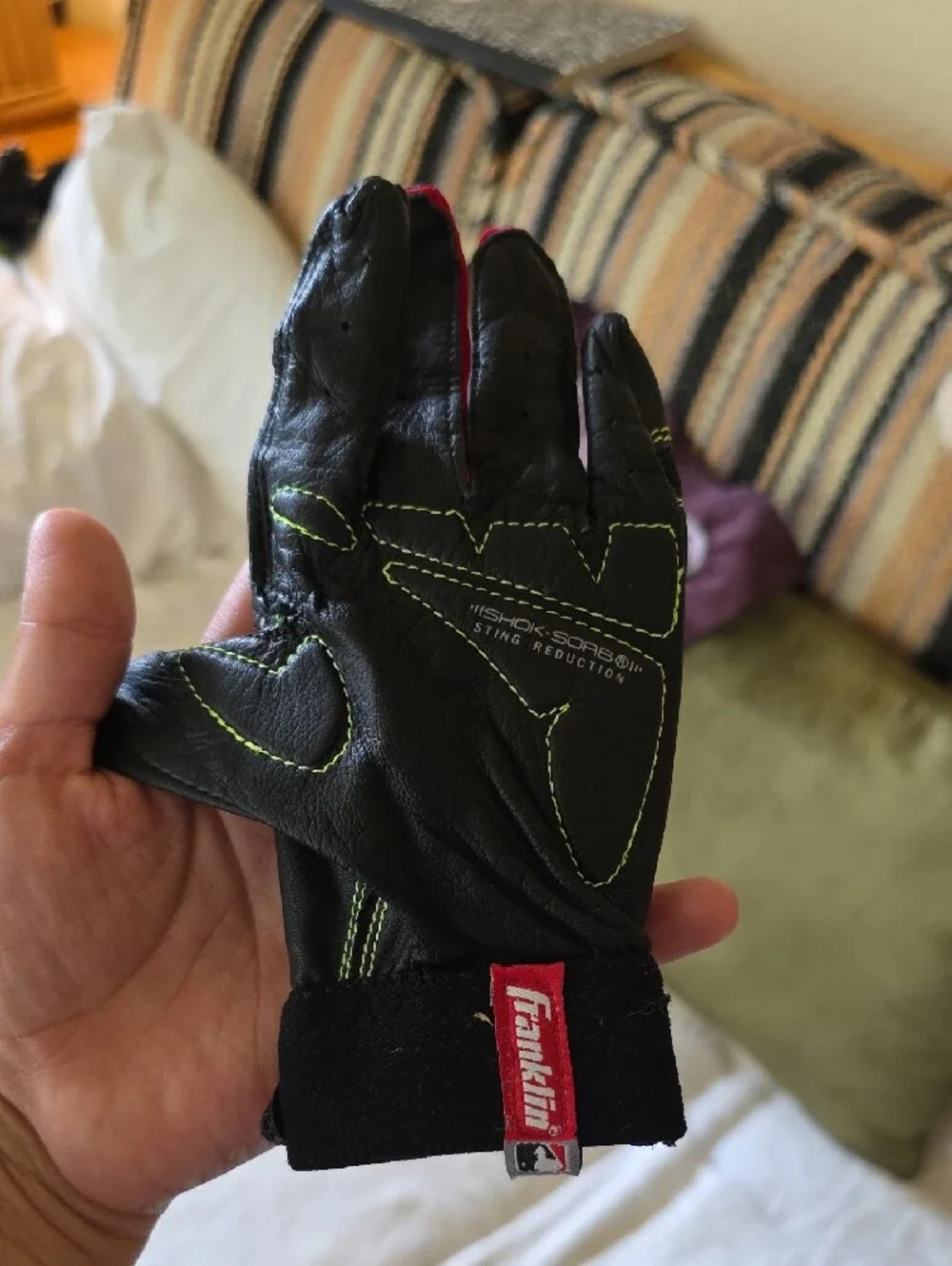 Franklin Sports Shok-Sorb Neo Batting Glove Black/Red/Yellow Adult Small